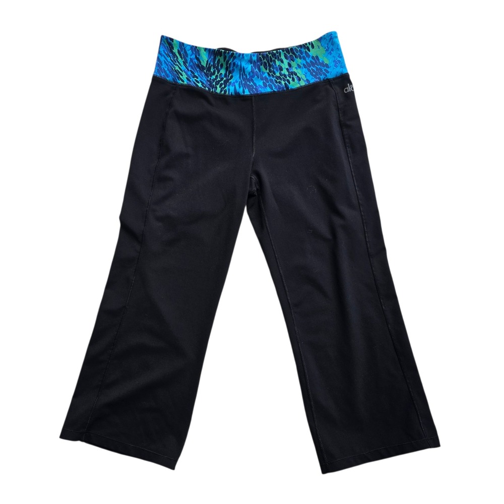 Alo Yoga Y2K Crop‎ Wide Leg Pants Activewear Blue Print Black Size Medium